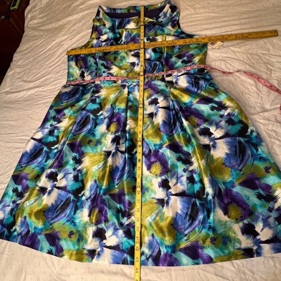 NWT Kim Rogers Women Plus  24W Water Color Sleeveless Dress Midi Career Event - Picture 13 of 16